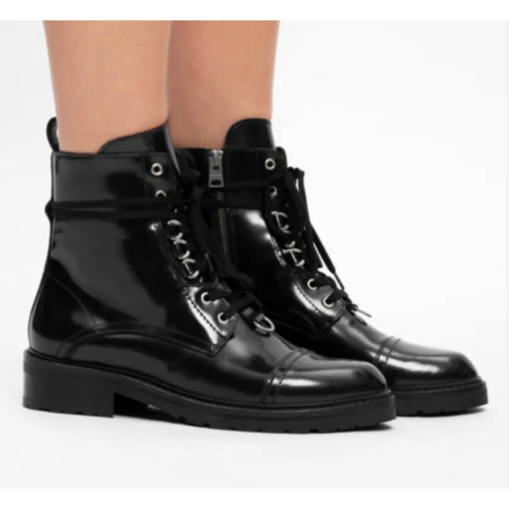 allsaints lira leather lace up combat boots